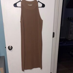 NWOT Brown Sleeveless Ribbed Dress